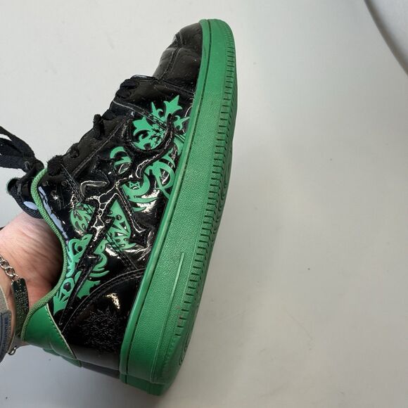 Eternal Artwear Neo Green Eclipse Sneakers Patent Leather Mens 8.5 Shoes Blk GUC
